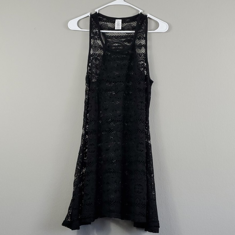 West Loop Black Lace Cover Up Size L